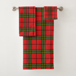 Red Black Yellow Tartan Bath Towel Set