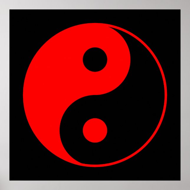 Red & Black Yin Yang Sign Poster (Front)