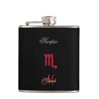 Red Black Zodiac Sign Scorpio Personalized Flask