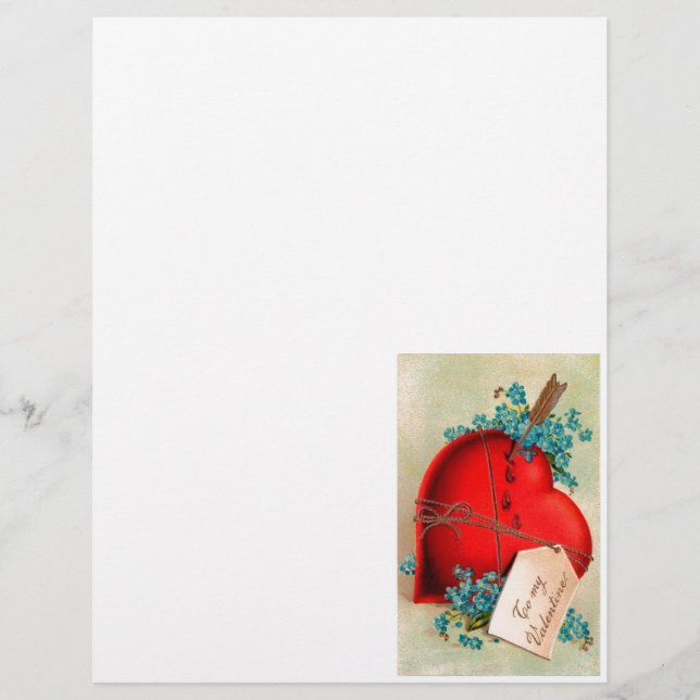 Red Bleeding Heart Valentine Antique Postcard (Front)