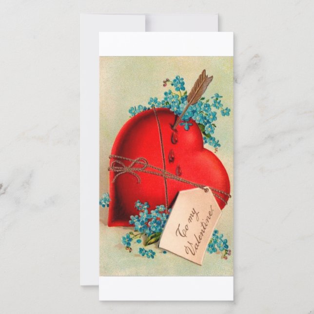 Red Bleeding Heart Valentine Antique Postcard (Front)