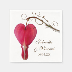 Red Bleeding Hearts Floral Wedding Napkin