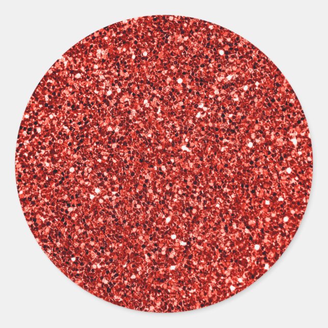 Red bling classic round sticker (Front)