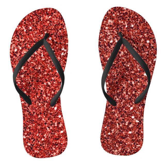 Red bling, sparkle and shine flip flops (Footbed)