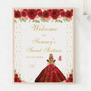 Red Blonde Hair Girl Sweet Sixteen Welcome Poster