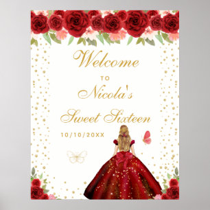 Red Blonde Hair Girl Sweet Sixteen Welcome Poster