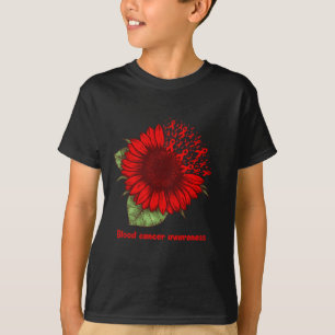 Red Blood Cancer Awareness Sunflower Gift Warrior  T-Shirt