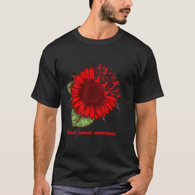 red blood cancer awareness sunflower gift warrior  T-Shirt (Front)