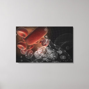 Red blood cells in wireframe canvas print