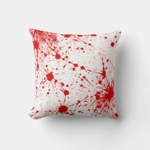 Red Blood Ink Splatter Spots Stains Throw Pillow