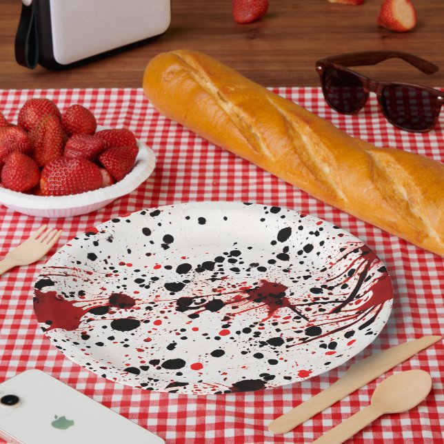 Red Blood Splatter Pattern  Paper Plate (Picnic)