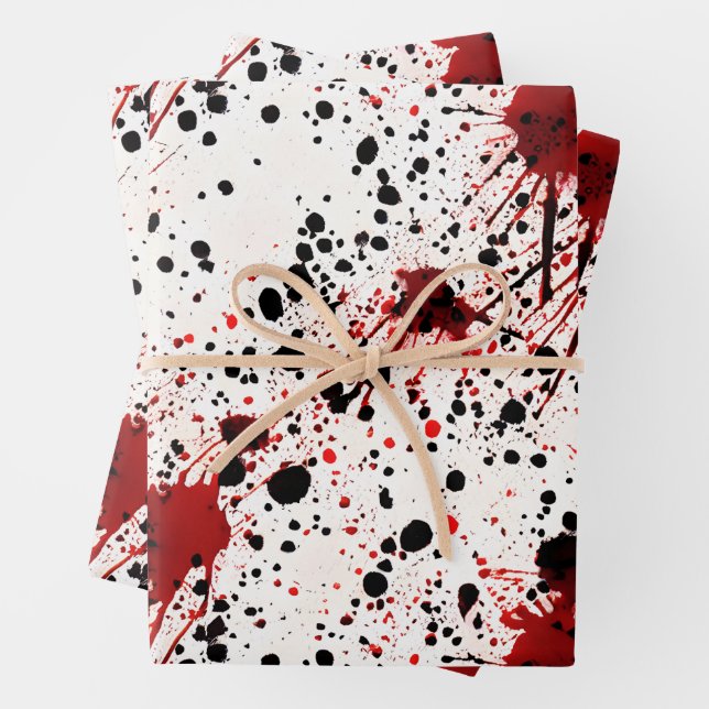 Red Blood Splatter Pattern  Wrapping Paper Sheet (In situ)