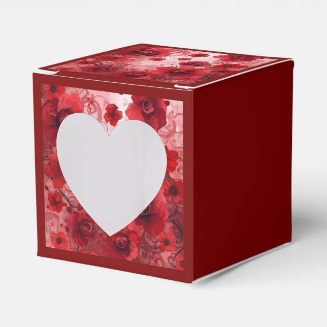 Red Bloom Symphony Favor Box (Front Side)