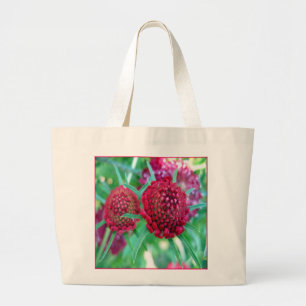 Red Blooms Canvas Grocery Tote
