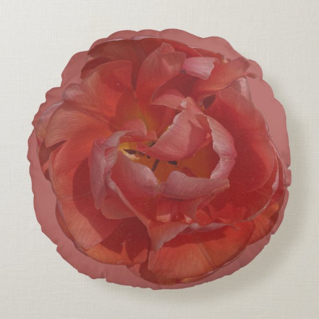 red blossom  round pillow (Front)