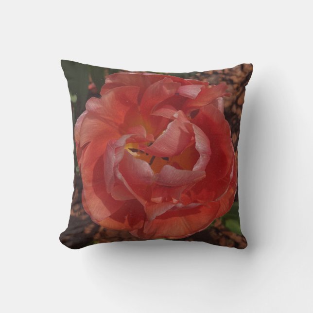 red blossom  throw pillow (Front)