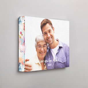 Red Blue Abstract Floral Pattern Edge Photo Canvas Print