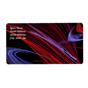Red Blue Abstract Fractal Shipping Label