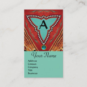 RED BLUE ABSTRACT GEOMETRIC TRIANGLE MONOGRAM BUSINESS CARD