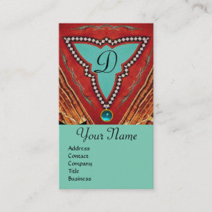 RED BLUE ABSTRACT GEOMETRIC TRIANGLE MONOGRAM BUSINESS CARD