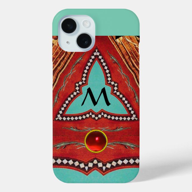 RED BLUE ABSTRACT GEOMETRIC TRIANGLE MONOGRAM Case-Mate iPhone CASE (Back)