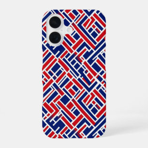 Red Blue Abstract Pattern iPhone 16 Case