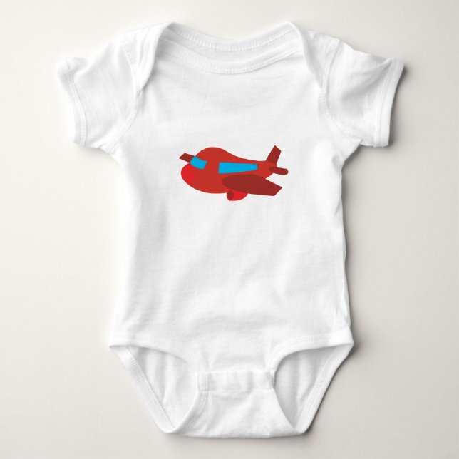 Red & Blue Airplane Baby Bodysuit (Front)