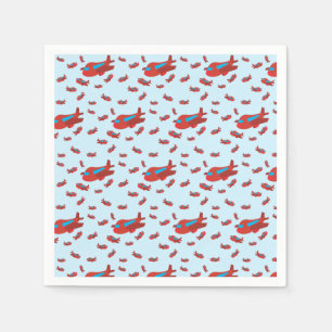Red & Blue Airplane Pattern Napkin