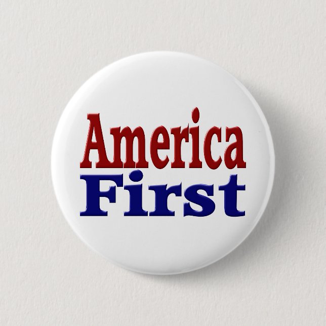 Red Blue America First 2 Inch Round Button (Front)