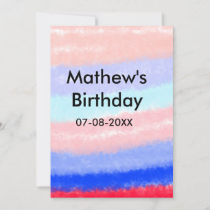 Red blue American boy birthday add name date  Invitation