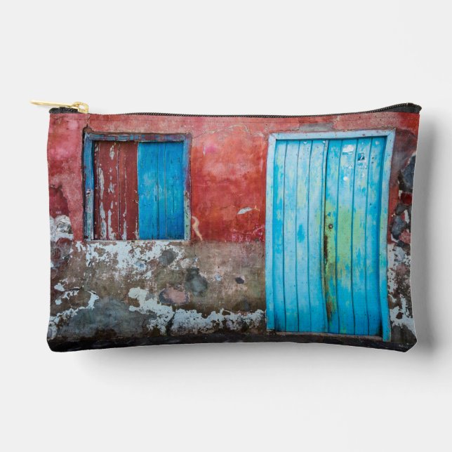 Red, blue and grey wall, door and window accessory pouch (Front)
