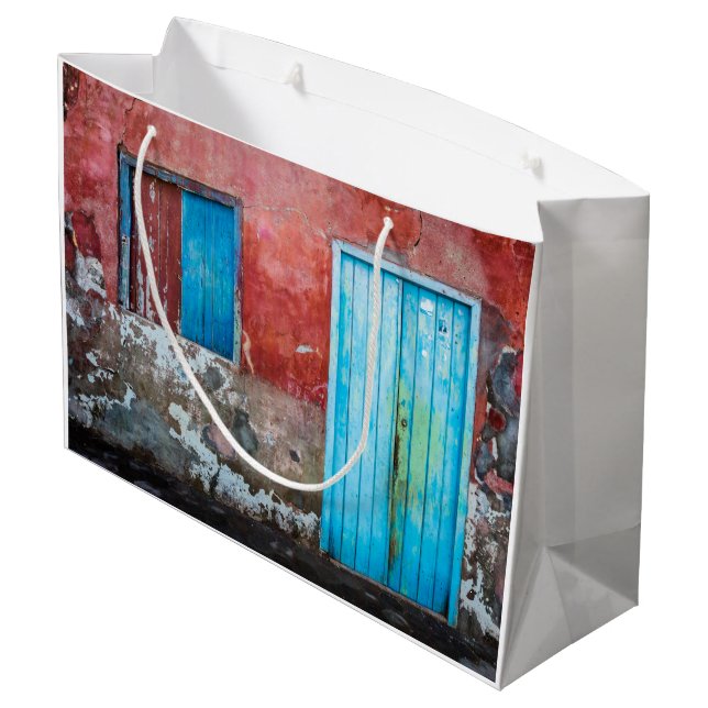 Red, blue and grey wall, door and window large gift bag (Back Angled)