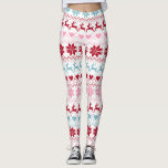 Red, Blue, And Pink Fair Isle Print Leggings<br><div class="desc">These winter holiday themed leggings features a fair isle print pattern in red,  blue,  and pink against a white background. The white areas in the design can be changed to any colour using the customization tool. Select from the palette or use your own hex number. Pattern ©Olliesdrawingroom</div>