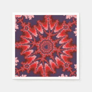 Red, Blue and Pink Fractal Birthday Napkin