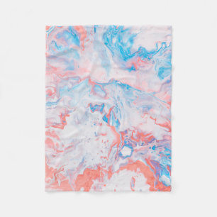 Red, blue, and white abstract painting fleece blanket