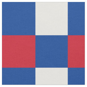 Red, blue and white chequerboard pattern fabric