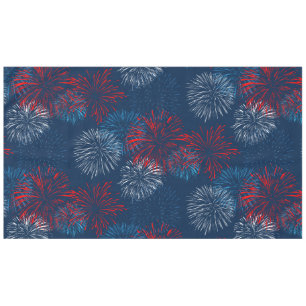 Red Blue and White Fireworks   Half Drop Pattern Tablecloth