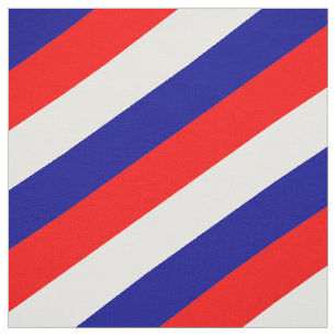 Red, blue and white striped pattern fabric