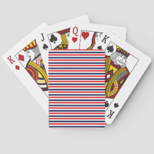 Red, blue and white stripes pattern playing cards