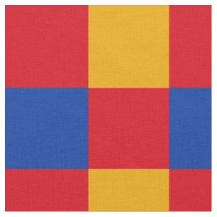 Red, blue and yellow chequerboard pattern fabric