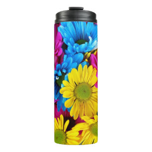 red, blue and yellow daisies tumbler