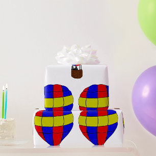 Red Blue and Yellow Hot Air Balloon Wrapping Paper