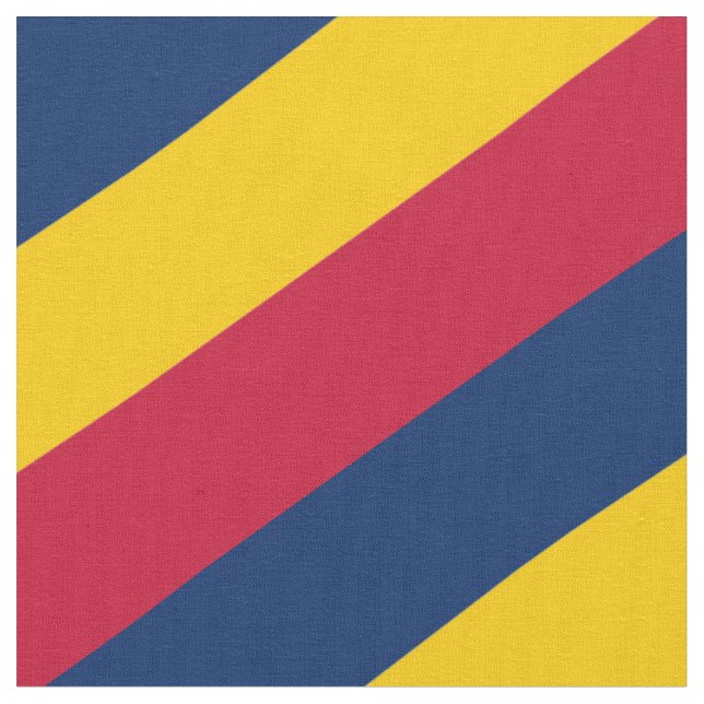 Red, blue and yellow  striped pattern fabric (Close Up)