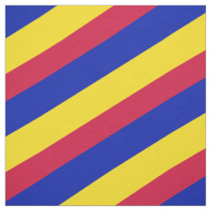 Red, blue and yellow striped pattern fabric