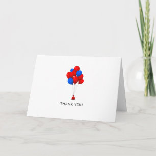 Red & Blue Balloons - Thank You Greeting Card