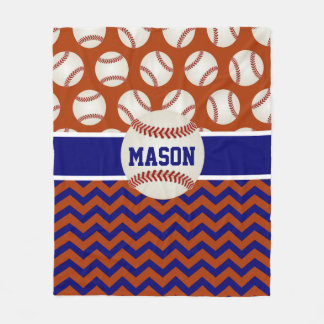 Red Blue Baseball Personalized Fleece Blanket