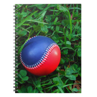 Red & Blue Baseball with White Stitching Notebook