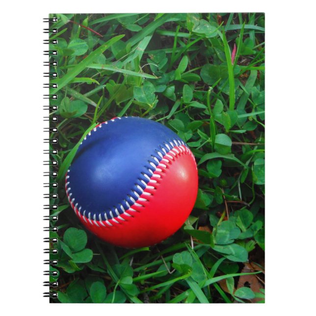 Red & Blue Baseball with White Stitching Notebook (Front)