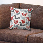 Red Blue Bird Nordic Folk Art Pattern Throw Pillow<br><div class="desc">This fun Nordic style throw pillow has a colorful pattern of red and blue birds on a white background. Along with the bird images are matching color symbols and flowers. Both sides of the pillow have the same image. Be sure to check our store for matching products.</div>