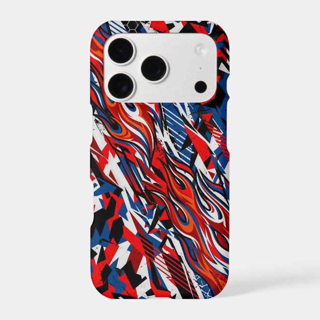 Red Blue Black Abstract Racing Flames (Back)